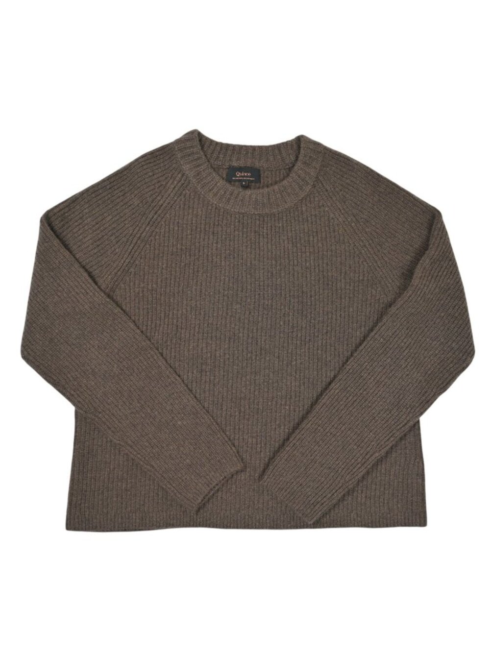 Quince Mongolian Cashmere Fisherman Crewneck Sweater in Brown